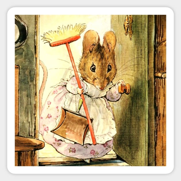 “Mrs Mouse Sweeps the Dollhouse” by Beatrix Potter Sticker by PatricianneK